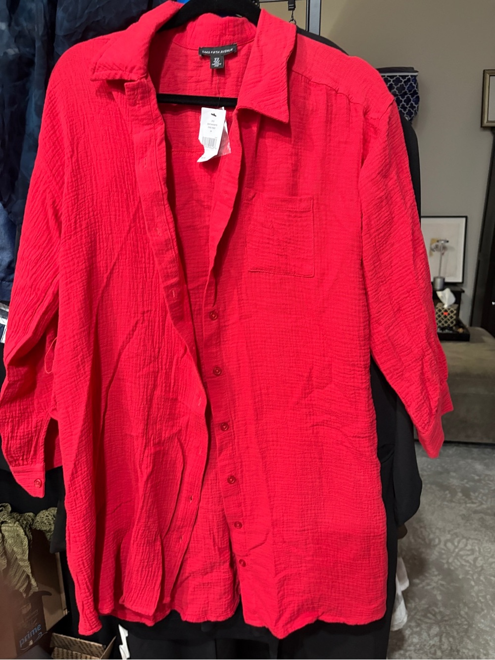 Saks Fifth Avenue Fire Red Button-Front Shirt